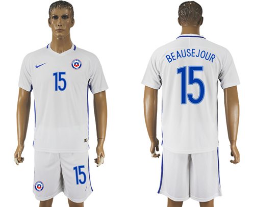 Chile #15 Beausejour Away Soccer Country Jersey